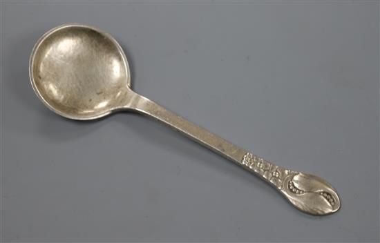 A Danish 830 white metal spoon by Evald Nielsen, no 12, 13.7cm.